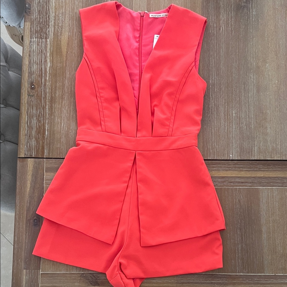 Mustard Seed size XS Red Romper - Picture 2 of 5